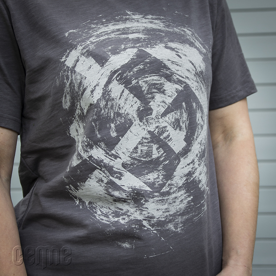 Charcoal T shirt with sun symbol